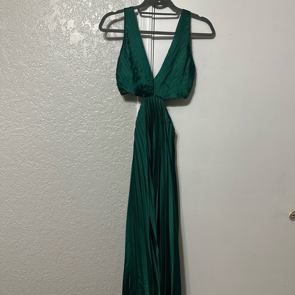 Abercrombie & Fitch Deep Green Plunge Maxi Dress